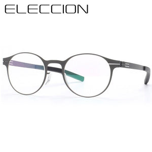 Germany Brand Designer Glasses Frame Men Super Thin Medical Aviation Stainless Steel Full Rim Round Eyeglasses Women Spectacle