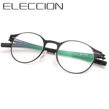 Carica l&#39;immagine nel visualizzatore di Gallery, Germany Brand Designer Glasses Frame Men Super Thin Medical Aviation Stainless Steel Full Rim Round Eyeglasses Women Spectacle