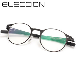 Germany Brand Designer Glasses Frame Men Super Thin Medical Aviation Stainless Steel Full Rim Round Eyeglasses Women Spectacle
