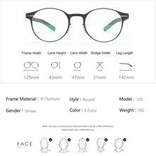 Carica l&#39;immagine nel visualizzatore di Gallery, Germany Brand Designer Glasses Frame Men Super Thin Medical Aviation Stainless Steel Full Rim Round Eyeglasses Women Spectacle
