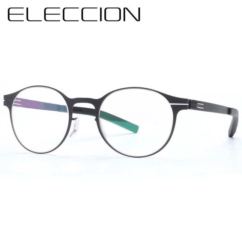 Germany Brand Designer Glasses Frame Men Super Thin Medical Aviation Stainless Steel Full Rim Round Eyeglasses Women Spectacle