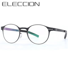 Carica l&#39;immagine nel visualizzatore di Gallery, Germany Brand Designer Glasses Frame Men Super Thin Medical Aviation Stainless Steel Full Rim Round Eyeglasses Women Spectacle