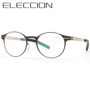 Germany Brand Designer Glasses Frame Men Super Thin Medical Aviation Stainless Steel Full Rim Round Eyeglasses Women Spectacle