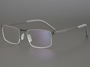 Germany Brand Designer Glasses Men Super Thin Medical Aviation Stainless Steel Half Rim Square Eyeglasses Women Spectacle Frame