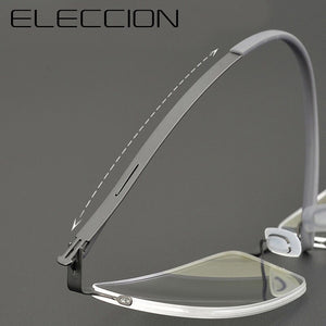 Germany Brand Designer Glasses Men Super Thin Medical Aviation Stainless Steel Half Rim Square Eyeglasses Women Spectacle Frame