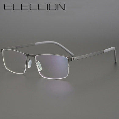 Germany Brand Designer Glasses Men Super Thin Medical Aviation Stainless Steel Half Rim Square Eyeglasses Women Spectacle Frame