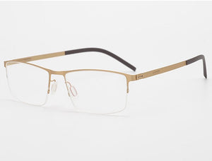 Germany Brand Designer Glasses Men Super Thin Medical Aviation Stainless Steel Half Rim Square Eyeglasses Women Spectacle Frame