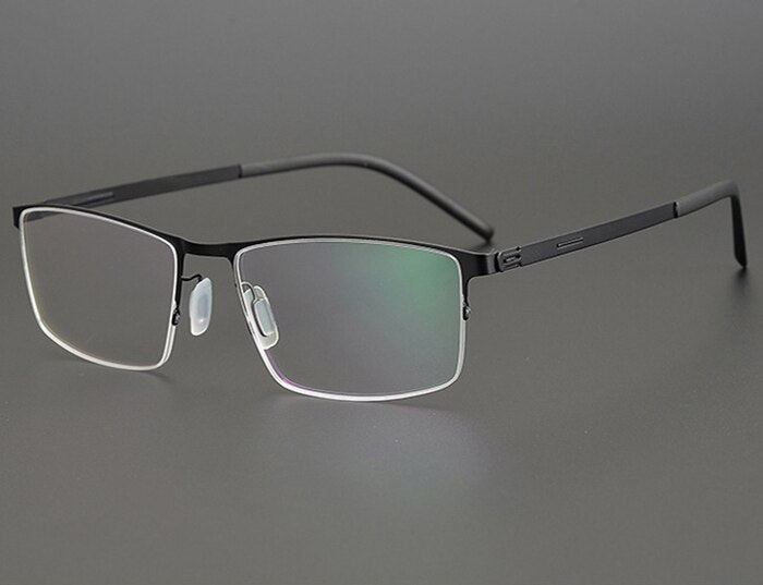 Germany Brand Designer Glasses Men Super Thin Medical Aviation Stainless Steel Half Rim Square Eyeglasses Women Spectacle Frame