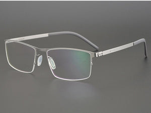 Germany Brand Designer Glasses Men Super Thin Medical Aviation Stainless Steel Half Rim Square Eyeglasses Women Spectacle Frame