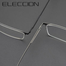 Carica l&#39;immagine nel visualizzatore di Gallery, Germany Brand Designer Glasses Men Super Thin Medical Aviation Stainless Steel Half Rim Square Eyeglasses Women Spectacle Frame