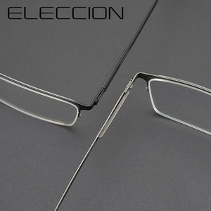 Germany Brand Designer Glasses Men Super Thin Medical Aviation Stainless Steel Half Rim Square Eyeglasses Women Spectacle Frame