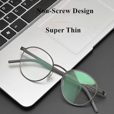 Germany Brand Designer Glasses Men Super Thin Medical Aviation Stainless Steel Retro Round Eyeglasses Women Spectacle Frame TONA