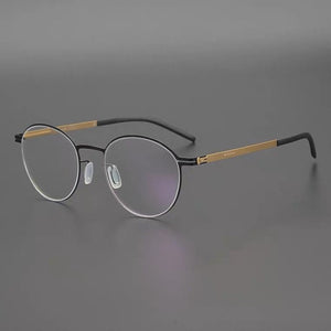 Germany Brand Designer Glasses Men Super Thin Medical Aviation Stainless Steel Retro Round Eyeglasses Women Spectacle Frame TONA