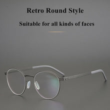 Carica l&#39;immagine nel visualizzatore di Gallery, Germany Brand Designer Glasses Men Super Thin Medical Aviation Stainless Steel Retro Round Eyeglasses Women Spectacle Frame TONA