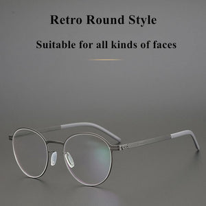 Germany Brand Designer Glasses Men Super Thin Medical Aviation Stainless Steel Retro Round Eyeglasses Women Spectacle Frame TONA