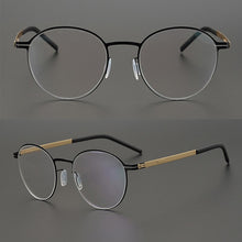 Carica l&#39;immagine nel visualizzatore di Gallery, Germany Brand Designer Women Men Screwless Round Optical Eyewear Frame Prescription Glasses Spectacles Eyeglasses Tona