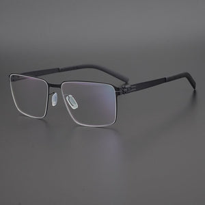 Germany Brand Non-Screw Glasses Frame Men Medical Aviation Stainless Steel Square Eyeglasses Women Myopia Spectacle Eyewear Y710