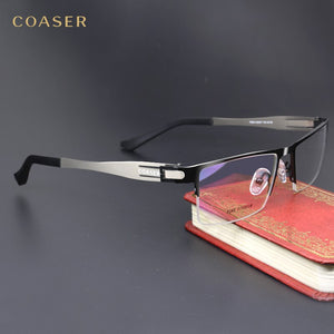 Germany Quality Stainless Steel Metal Frame Glasses Men Square Myopia Prescription Eyewear Optical Eyeglasses Spectacle