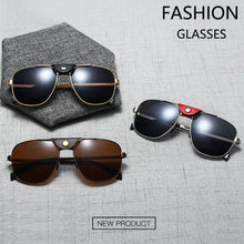 Load image into Gallery viewer, Ggovo Brand Designer Men&#39;s Metallic Leather Polarized Sunglasses  Sun Glasses For Men UV400 Oculos De Sol