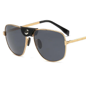 Ggovo Brand Designer Men's Metallic Leather Polarized Sunglasses  Sun Glasses For Men UV400 Oculos De Sol
