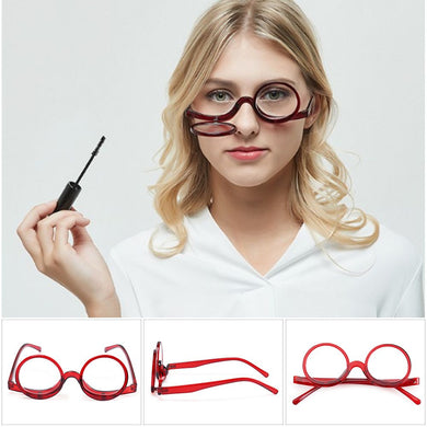 Gift +10~+40 Folding Clamshell Reading Glasses Rotating Magnifying Resin Frame Presbyopic Glasses Makeup Eyewear