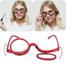 Load image into Gallery viewer, Gift +10~+40 Folding Clamshell Reading Glasses Rotating Magnifying Resin Frame Presbyopic Glasses Makeup Eyewear