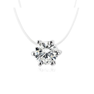 Gift Bag 8 Color 6MM Pink Silver Red Zircon Chokers Necklaces Transparent Fishing Line Simple Pendant Necklace Jewelry For Women