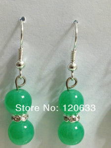 Girl gift simple Beautiful Tibet Silver White Shell pearl green stone Earring wholesale 10pcs 5[pair] earrings