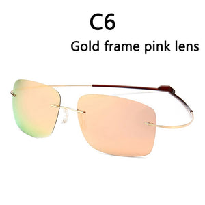 GirlView Polarized Coated Sunglasses 100% Pure Titanium Rimless Sunglasses UV Protection UV400