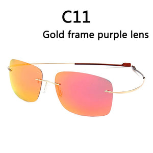 GirlView Polarized Coated Sunglasses 100% Pure Titanium Rimless Sunglasses UV Protection UV400