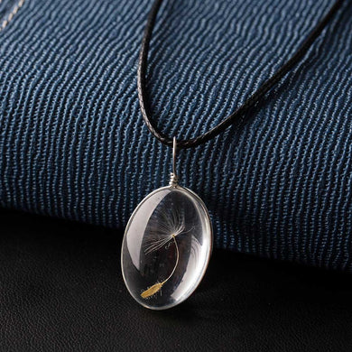 Glass bottle necklace Natural dandelion seed in glass long necklace Make A Wish Glass Bead Custom handmade dandelion Necklace