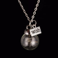 Load image into Gallery viewer, Glass bottle necklace Natural dandelion seed in glass long necklace Make A Wish Glass Bead Custom handmade dandelion Necklace