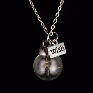Glass bottle necklace Natural dandelion seed in glass long necklace Make A Wish Glass Bead Custom handmade dandelion Necklace
