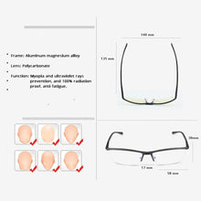Carica l&#39;immagine nel visualizzatore di Gallery, Glasses Aluminum Computer Goggles Anti Blue Light Fatigue Radiation-resistant Men Women Optical Eyeglasses Frame For Male Female