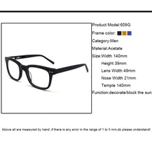 Load image into Gallery viewer, Glasses Eyeglasses Frames Acetate Eyewear Optical Glasses Myopia Prescription Lenses Vintage Men Black Blue 609G