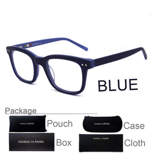 Glasses Eyeglasses Frames Acetate Eyewear Optical Glasses Myopia Prescription Lenses Vintage Men Black Blue 609G