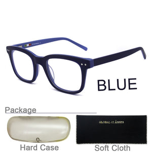 Glasses Eyeglasses Frames Acetate Eyewear Optical Glasses Myopia Prescription Lenses Vintage Men Black Blue 609G