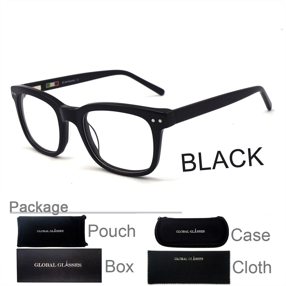 Glasses Eyeglasses Frames Acetate Eyewear Optical Glasses Myopia Prescription Lenses Vintage Men Black Blue 609G