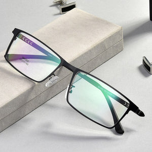 Glasses For Male Full Rim Metal Frame Eyewears Business Style Square Shape Ultra Light Large Frame  Optical Spectacles
