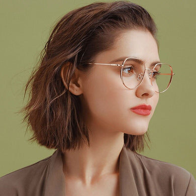 Glasses For Man and Woman Pure Titanium Full Rim Frame Eyewears Round Shape Broadside Frame Myopia Spectacles