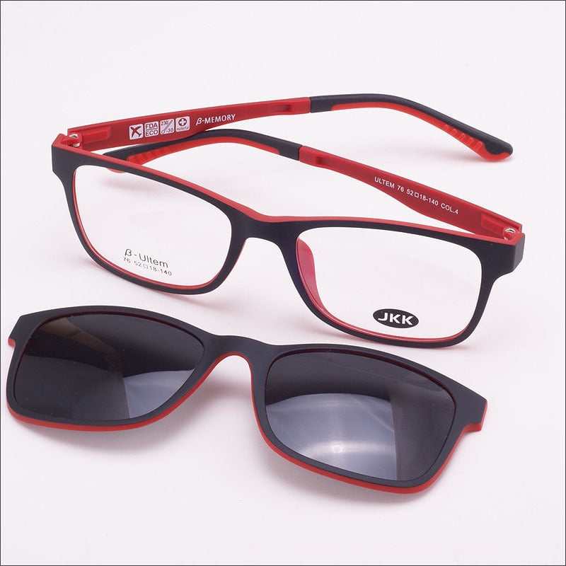 Glasses Frame For Women With Magnet Polarized Clip Sunglasses Ultem Glasses Full Rim Prescription Eyeglasses Uv400 Soft Temples