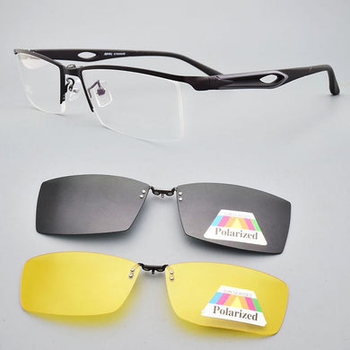 Glasses Frame Male Clip On Sunglasses Magnetic Myopia Yellow Night Vision Goggles Wireframe Eyebrow Frames For Men  Soft Temple