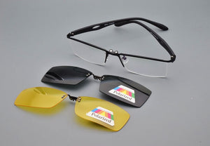 Glasses Frame Male Clip On Sunglasses Magnetic Myopia Yellow Night Vision Goggles Wireframe Eyebrow Frames For Men  Soft Temple