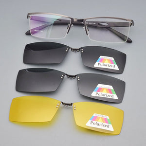 Glasses Frame Male Clip On Sunglasses Magnetic Myopia Yellow Night Vision Goggles Wireframe Eyebrow Frames For Men  Soft Temple