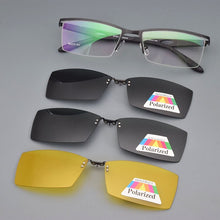 Load image into Gallery viewer, Glasses Frame Male Clip On Sunglasses Magnetic Myopia Yellow Night Vision Goggles Wireframe Eyebrow Frames For Men  Soft Temple