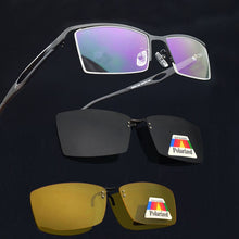 Load image into Gallery viewer, Glasses Frame Male Clip On Sunglasses Magnetic Myopia Yellow Night Vision Goggles Wireframe Eyebrow Frames For Men  Soft Temple