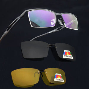 Glasses Frame Male Clip On Sunglasses Magnetic Myopia Yellow Night Vision Goggles Wireframe Eyebrow Frames For Men  Soft Temple