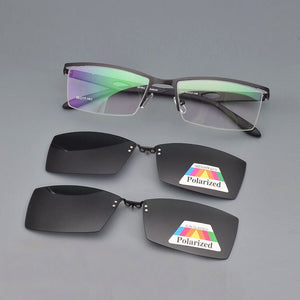 Glasses Frame Male Clip On Sunglasses Magnetic Myopia Yellow Night Vision Goggles Wireframe Eyebrow Frames For Men  Soft Temple