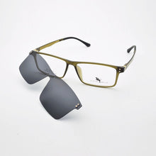 Load image into Gallery viewer, Glasses Frame Male Khaki Spectacles Full Square Frame  Brown Magnet Clips Myopia Eyeglasses Polarized Sunglasses Set Mirror