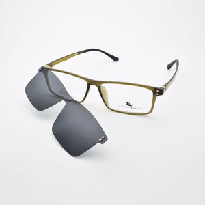 Glasses Frame Male Khaki Spectacles Full Square Frame  Brown Magnet Clips Myopia Eyeglasses Polarized Sunglasses Set Mirror